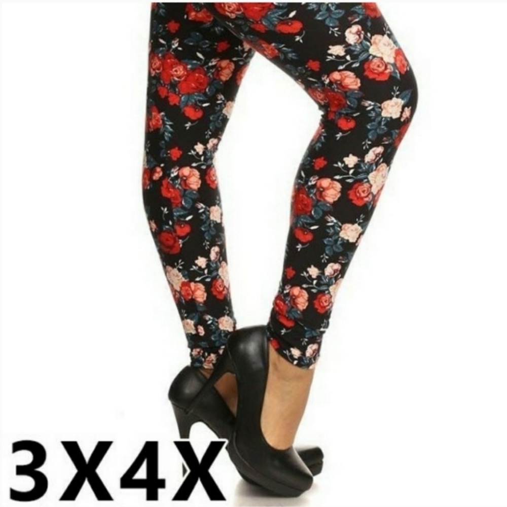 Rose floral print super plus leggings